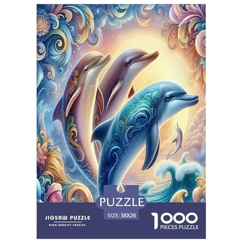 Delphin Puzzle 1000 Teile Schwer Puzzle Spielzeug Lernspiel Impossible Herausforderung Spielzeug Für Erwachsene Kinder 38x26cm/1000pcs von JLZBXCUER