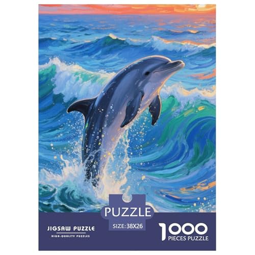 Delphin Puzzle 1000 Teile Schwer Puzzle Spielzeug Lernspiel Impossible Herausforderungsspielzeug Für Erwachsene Kinder 38x26cm/1000pcs von JLZBXCUER