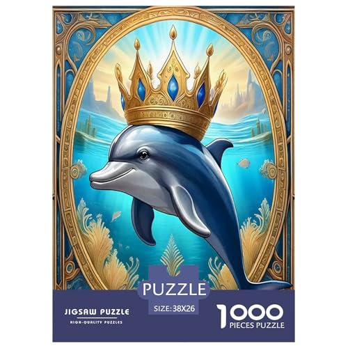 Delphin Puzzle 1000 Teile Schwer Puzzle Spielzeug Lernspiel Impossible Herausforderungsspielzeug Für Erwachsene Kinder 38x26cm/1000pcs von JLZBXCUER