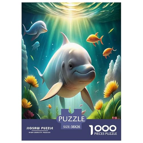 Delphin Puzzle 1000 Teile Schwer Puzzle Spielzeug Lernspiel Impossible Herausforderungsspielzeug Für Erwachsene Kinder 38x26cm/1000pcs von JLZBXCUER