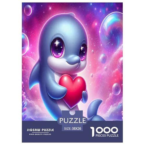 Delphin Puzzle 1000 Teile Schwer Puzzle Spielzeug Lernspiel Impossible Herausforderungsspielzeug Für Erwachsene Kinder 38x26cm/1000pcs von JLZBXCUER