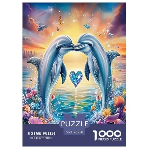 Delphin Puzzle 1000 Teile Schwer Puzzle Spielzeug Lernspiel Impossible Herausforderungsspielzeug Für Erwachsene Kinder 70x50cm/1000pcs von JLZBXCUER
