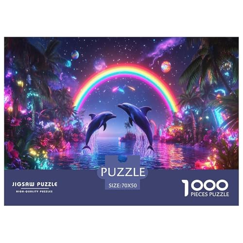 Delphin Puzzle 1000 Teile Schwer Puzzle Spielzeug Lernspiel Impossible Herausforderungsspielzeug Für Erwachsene Und Kinder in Bewährter 70x50cm/1000pcs von JLZBXCUER