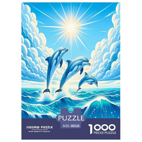 Delphin Puzzle 1000 Teile Schwer Puzzle Spielzeug Pädagogisches Spiel Impossible Herausforderungsspielzeug Für Erwachsene Kinder 38x26cm/1000pcs von JLZBXCUER
