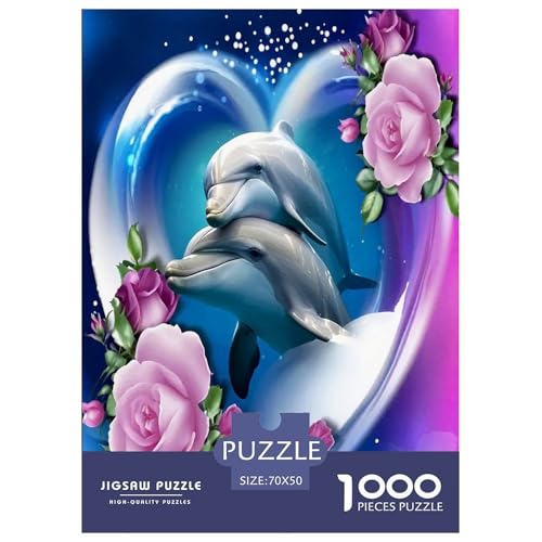Delphin Puzzle 1000 Teile Schwer Puzzle Spielzeug Pädagogisches Spiel Impossible Herausforderungsspielzeug Für Erwachsene Kinder 70x50cm/1000pcs von JLZBXCUER