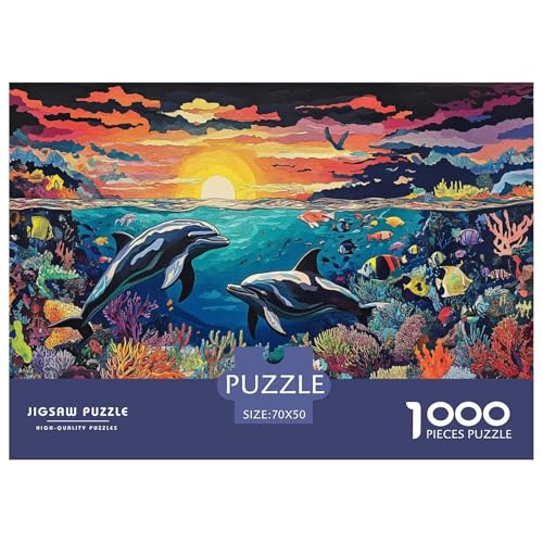 Delphin Puzzles 1000 Teile Schwer Puzzle Spielzeug Lernspiel Impossible Herausforderung Spielzeug Für Erwachsene Kinder 70x50cm/1000pcs von JLZBXCUER