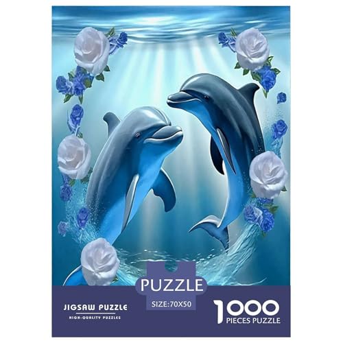 Delphin Puzzles 1000 Teile Schwer Puzzle Spielzeug Lernspiel Impossible Herausforderung Spielzeug Für Erwachsene Kinder 70x50cm/1000pcs von JLZBXCUER