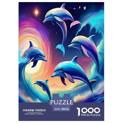 Delphin Puzzles 1000 Teile Schwer Puzzle Spielzeug Lernspiel Impossible Herausforderung Spielzeug Für Erwachsene Und Kinder in Bewährter 38x26cm/1000pcs von JLZBXCUER