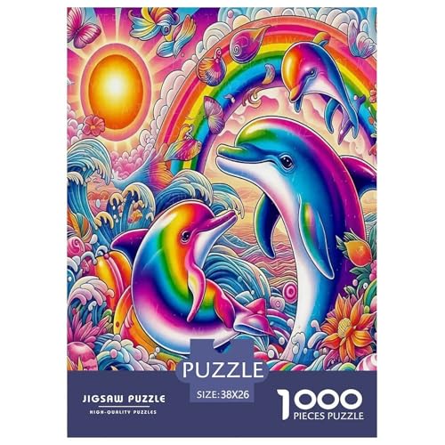 Delphin Puzzles 1000 Teile Schwer Puzzle Spielzeug Lernspiel Impossible Herausforderungsspielzeug Für Erwachsene Kinder 38x26cm/1000pcs von JLZBXCUER