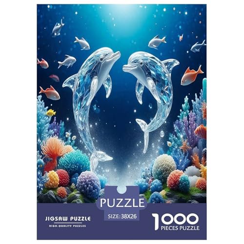 Delphin Puzzles 1000 Teile Schwer Puzzle Spielzeug Lernspiel Impossible Herausforderungsspielzeug Für Erwachsene Kinder 38x26cm/1000pcs von JLZBXCUER