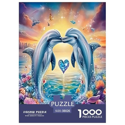 Delphin Puzzles 1000 Teile Schwer Puzzle Spielzeug Lernspiel Impossible Herausforderungsspielzeug Für Erwachsene Und Kinder Ab 14 Jahren 38x26cm/1000pcs von JLZBXCUER