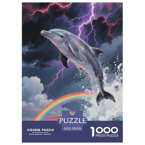 Delphin Puzzles 1000-teilige Schwer Puzzle Spielzeug Lernspiel Impossible Herausforderungsspielzeug Für Erwachsene Kinder 70x50cm/1000pcs von JLZBXCUER