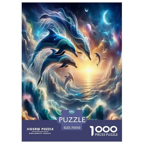 Delphin Puzzles 1000-teilige Schwer Puzzle Spielzeug Lernspiel Impossible Herausforderungsspielzeug Für Erwachsene Kinder 70x50cm/1000pcs von JLZBXCUER