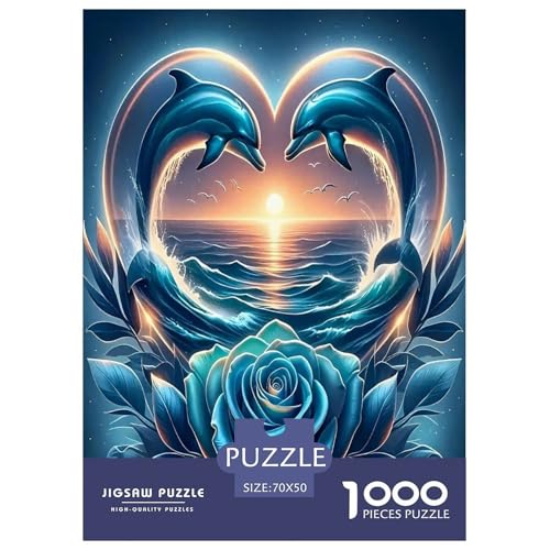 Delphin Puzzles 1000-teilige Schwer Puzzle Spielzeug Lernspiel Impossible Herausforderungsspielzeug Für Erwachsene Kinder 70x50cm/1000pcs von JLZBXCUER