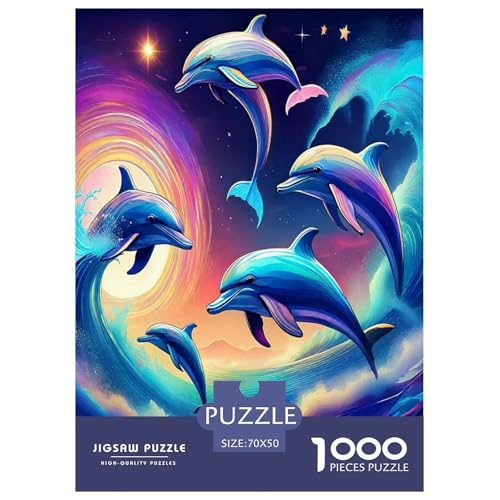 Delphin Puzzles 1000-teilige Schwer Puzzle Spielzeug Lernspiel Impossible Herausforderungsspielzeug Für Erwachsene Kinder 70x50cm/1000pcs von JLZBXCUER