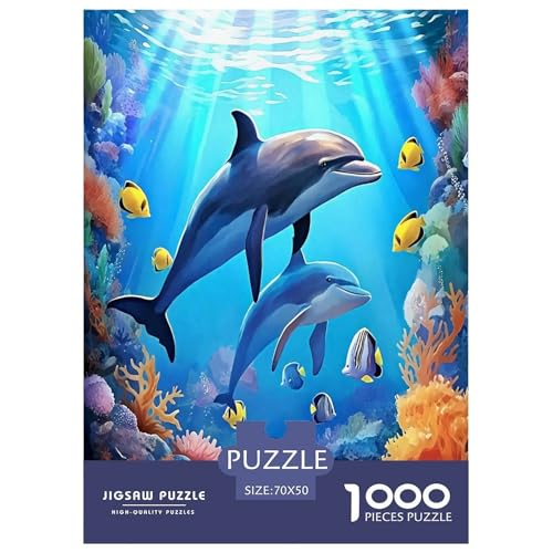 Delphin Puzzles 1000-teilige Schwer Puzzle Spielzeug Lernspiel Impossible Herausforderungsspielzeug Für Erwachsene Kinder 70x50cm/1000pcs von JLZBXCUER