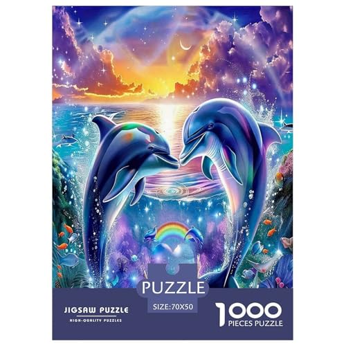 Delphin Puzzles 1000-teilige Schwer Puzzle Spielzeug Lernspiel Impossible Herausforderungsspielzeug Für Erwachsene Und Kinder in Bewährter 70x50cm/1000pcs von JLZBXCUER