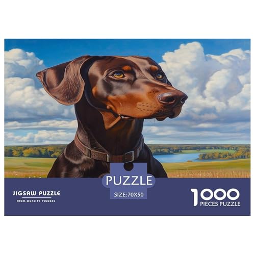 Doberman Puzzle 1000-teilige Schwer Puzzle Spielzeug Lernspiel Impossible Herausforderungsspielzeug Für Erwachsene Kinder 70x50cm/1000pcs von JLZBXCUER