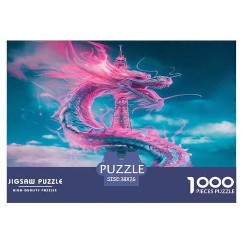 Drachen Puzzle 1000 Teile Schwer Puzzle Spielzeug Lernspiel Impossible Herausforderungsspielzeug Für Erwachsene Kinder 38x26cm/1000pcs von JLZBXCUER