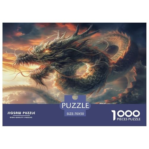Drachen Puzzles 1000 Teile Schwer Puzzle Spielzeug Lernspiel Impossible Herausforderungsspielzeug Für Erwachsene Kinder 70x50cm/1000pcs von JLZBXCUER