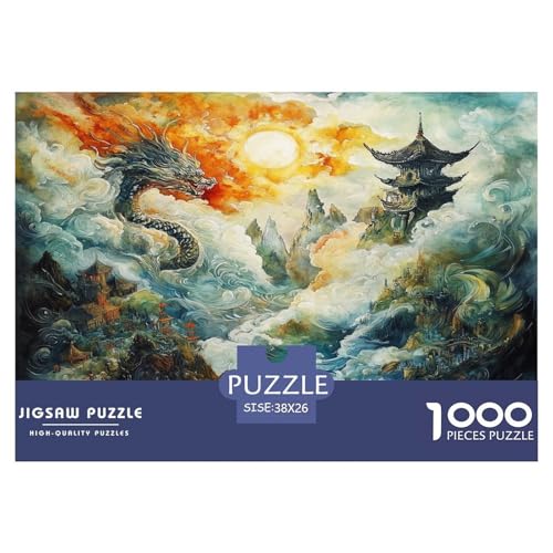 Drachen Puzzles 1000 Teile Schwer Puzzle Spielzeug Pädagogisches Spiel Impossible Herausforderungsspielzeug Für Erwachsene Und Kinder in Bewährter 38x26cm/1000pcs von JLZBXCUER