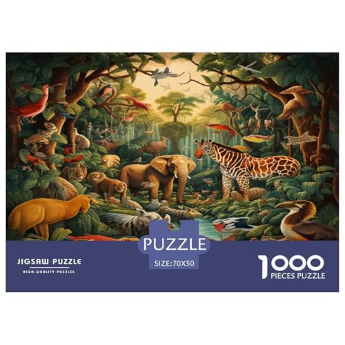 Dschungeltiere Puzzle 1000-teilige Schwer Puzzle Spielzeug Lernspiel Impossible Herausforderungsspielzeug Für Erwachsene Kinder 70x50cm/1000pcs von JLZBXCUER