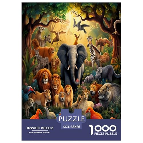 Dschungeltiere Puzzle 1000-teilige Schwer Puzzle Spielzeug Pädagogisches Spiel Impossible Herausforderungsspielzeug Für Erwachsene Kinder 38x26cm/1000pcs von JLZBXCUER
