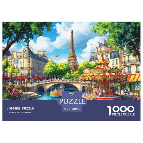Eiffelturm Puzzles 1000 Teile Schwer Puzzle Spielzeug Lernspiel Impossible Herausforderungsspielzeug Für Erwachsene Kinder 70x50cm/1000pcs von JLZBXCUER