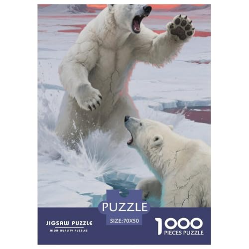 Eisbär Puzzles 1000-teilige Schwer Puzzle Spielzeug Lernspiel Impossible Herausforderungsspielzeug Für Erwachsene Kinder 70x50cm/1000pcs von JLZBXCUER