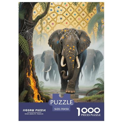 Elefanten Puzzle 1000 Teile Schwer Puzzle Spielzeug Lernspiel Impossible Herausforderung Spielzeug Für Erwachsene Kinder 70x50cm/1000pcs von JLZBXCUER