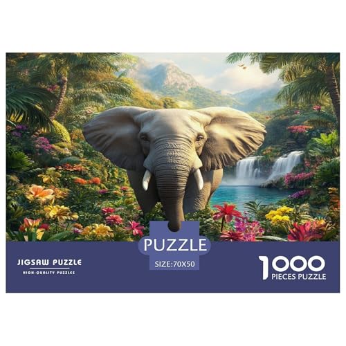 Elefanten Puzzle 1000 Teile Schwer Puzzle Spielzeug Lernspiel Impossible Herausforderung Spielzeug Für Erwachsene Kinder 70x50cm/1000pcs von JLZBXCUER