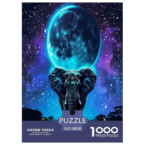 Elefanten Puzzle 1000 Teile Schwer Puzzle Spielzeug Lernspiel Impossible Herausforderungsspielzeug Für Erwachsene Kinder 38x26cm/1000pcs von JLZBXCUER