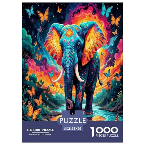 Elefanten Puzzle 1000 Teile Schwer Puzzle Spielzeug Lernspiel Impossible Herausforderungsspielzeug Für Erwachsene Kinder 38x26cm/1000pcs von JLZBXCUER