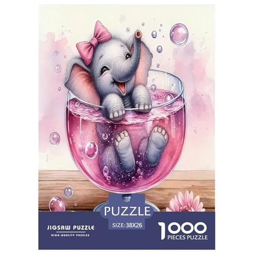 Elefanten Puzzle 1000 Teile Schwer Puzzle Spielzeug Lernspiel Impossible Herausforderungsspielzeug Für Erwachsene Kinder 38x26cm/1000pcs von JLZBXCUER