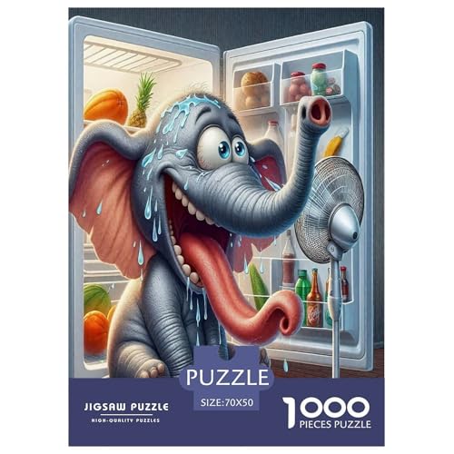 Elefanten Puzzle 1000 Teile Schwer Puzzle Spielzeug Lernspiel Impossible Herausforderungsspielzeug Für Erwachsene Kinder 70x50cm/1000pcs von JLZBXCUER