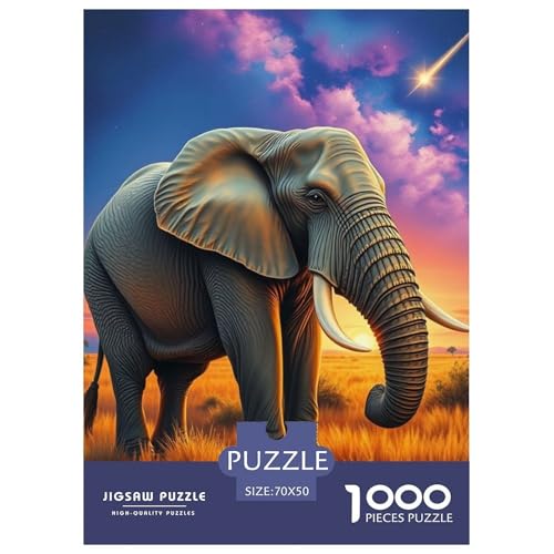 Elefanten Puzzle 1000 Teile Schwer Puzzle Spielzeug Lernspiel Impossible Tier Herausforderungsspielzeug Für Erwachsene Kinder 70x50cm/1000pcs von JLZBXCUER