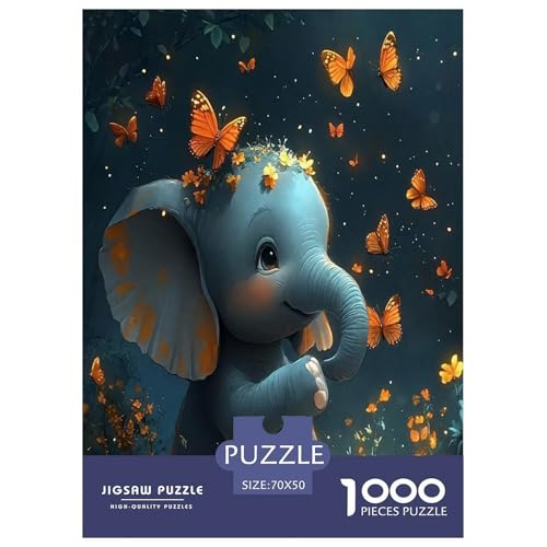 Elefanten Puzzle 1000 Teile Schwer Puzzle Spielzeug Pädagogisches Spiel Impossible Herausforderungsspielzeug Für Erwachsene Kinder 70x50cm/1000pcs von JLZBXCUER