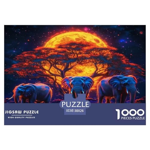Elefanten Puzzle 1000-teilige Schwer Puzzle Spielzeug Lernspiel Impossible Herausforderung Spielzeug Für Erwachsene Kinder 38x26cm/1000pcs von JLZBXCUER