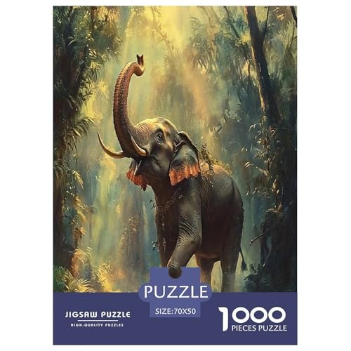 Elefanten Puzzle 1000-teilige Schwer Puzzle Spielzeug Lernspiel Impossible Herausforderungsspielzeug Für Erwachsene Kinder 70x50cm/1000pcs von JLZBXCUER