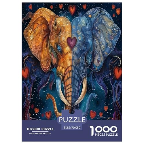 Elefanten Puzzle 1000-teilige Schwer Puzzle Spielzeug Pädagogisches Spiel Impossible Herausforderungsspielzeug Für Erwachsene Kinder 70x50cm/1000pcs von JLZBXCUER