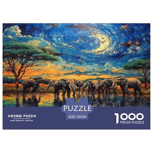 Elefanten Puzzles 1000 Teile Schwer Puzzle Spielzeug Lernspiel Impossible Herausforderungsspielzeug Für Erwachsene Und Kinder Ab 12 Jahren 70x50cm/1000pcs von JLZBXCUER