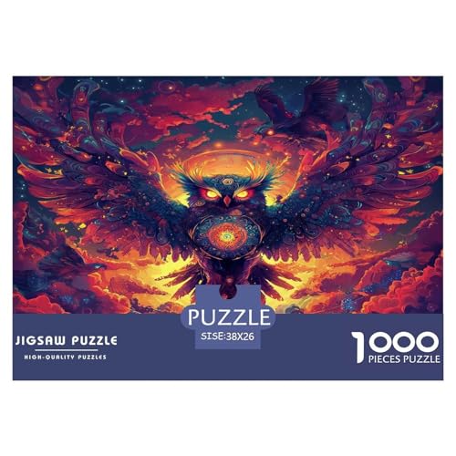 Eule Puzzle 1000 Teile Schwer Puzzle Spielzeug Lernspiel Impossible Herausforderungsspielzeug Für Erwachsene Kinder 38x26cm/1000pcs von JLZBXCUER