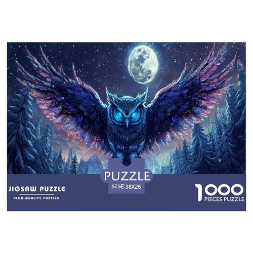 Eule Puzzle 1000-teilige Schwer Puzzle Spielzeug Lernspiel Impossible Herausforderungsspielzeug Für Erwachsene Und Kinder Ab 14 Jahren 38x26cm/1000pcs von JLZBXCUER
