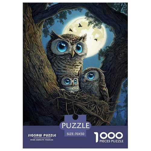 Eule Puzzle 1000-teilige Schwer Puzzle Spielzeug Pädagogisches Spiel Impossible Herausforderungsspielzeug Für Erwachsene Kinder 70x50cm/1000pcs von JLZBXCUER