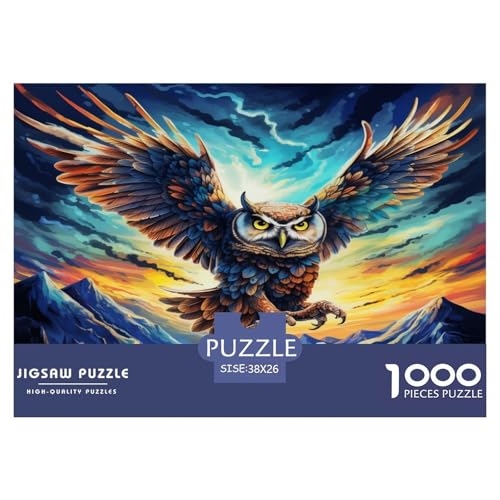 Eule Puzzles 1000-teilige Schwer Puzzle Spielzeug Lernspiel Impossible Herausforderungsspielzeug Für Erwachsene Kinder 38x26cm/1000pcs von JLZBXCUER