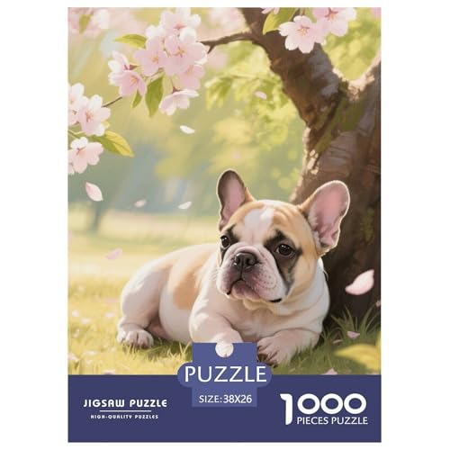 Französische Bulldogssge Puzzles 1000 Teile Schwer Puzzle Spielzeug Lernspiel Impossible Herausforderungsspielzeug Für Erwachsene Kinder 38x26cm/1000pcs von JLZBXCUER