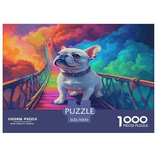 Französischer Bullhund Puzzle 1000 Teile Schwer Puzzle Spielzeug Pädagogisches Spiel Impossible Herausforderungsspielzeug Für Erwachsene Und Kinder in Bewährter 70x50cm/1000pcs von JLZBXCUER