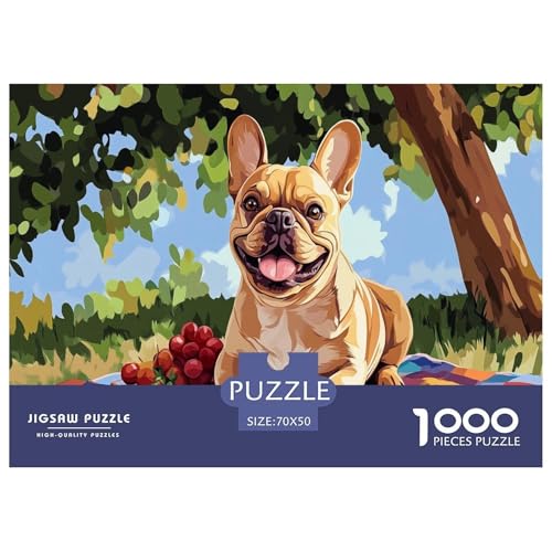 Französischer Bullhund Puzzle 1000-teilige Schwer Puzzle Spielzeug Lernspiel Impossible Herausforderung Spielzeug Für Erwachsene Und Kinder Ab 14 Jahren 70x50cm/1000pcs von JLZBXCUER