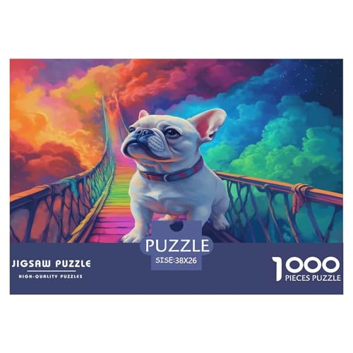 Französischer Bullhund Puzzles 1000-teilige Schwer Puzzle Spielzeug Lernspiel Impossible Herausforderungsspielzeug Für Erwachsene Und Kinder in Bewährter 38x26cm/1000pcs von JLZBXCUER