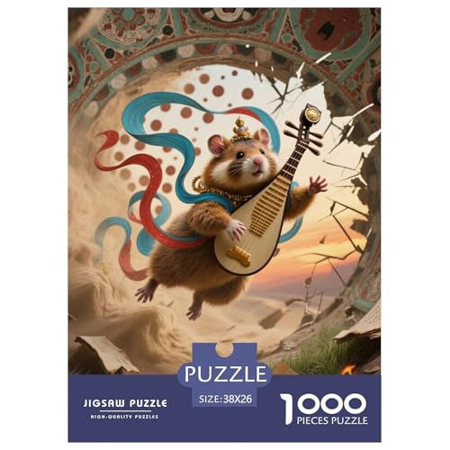 Goldener Hamster Puzzles 1000 Teile Schwer Puzzle Spielzeug Lernspiel Impossible Herausforderung Spielzeug Für Erwachsene Und Kinder Ab 12 Jahren 38x26cm/1000pcs von JLZBXCUER